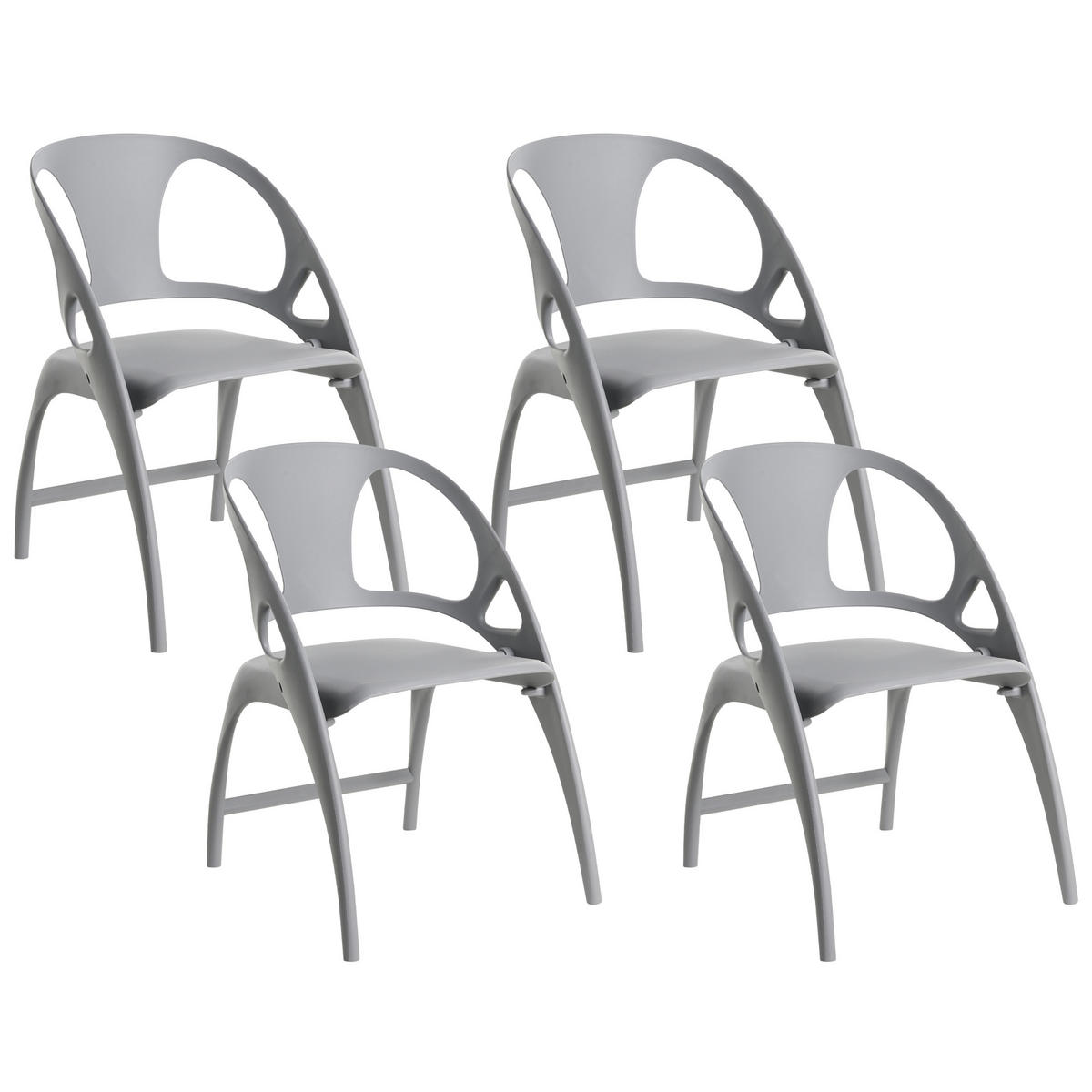 GARTENSTUHL 4er-Set Grau Nemi - Grau, Kunststoff (59/80/53cm) - Beliani