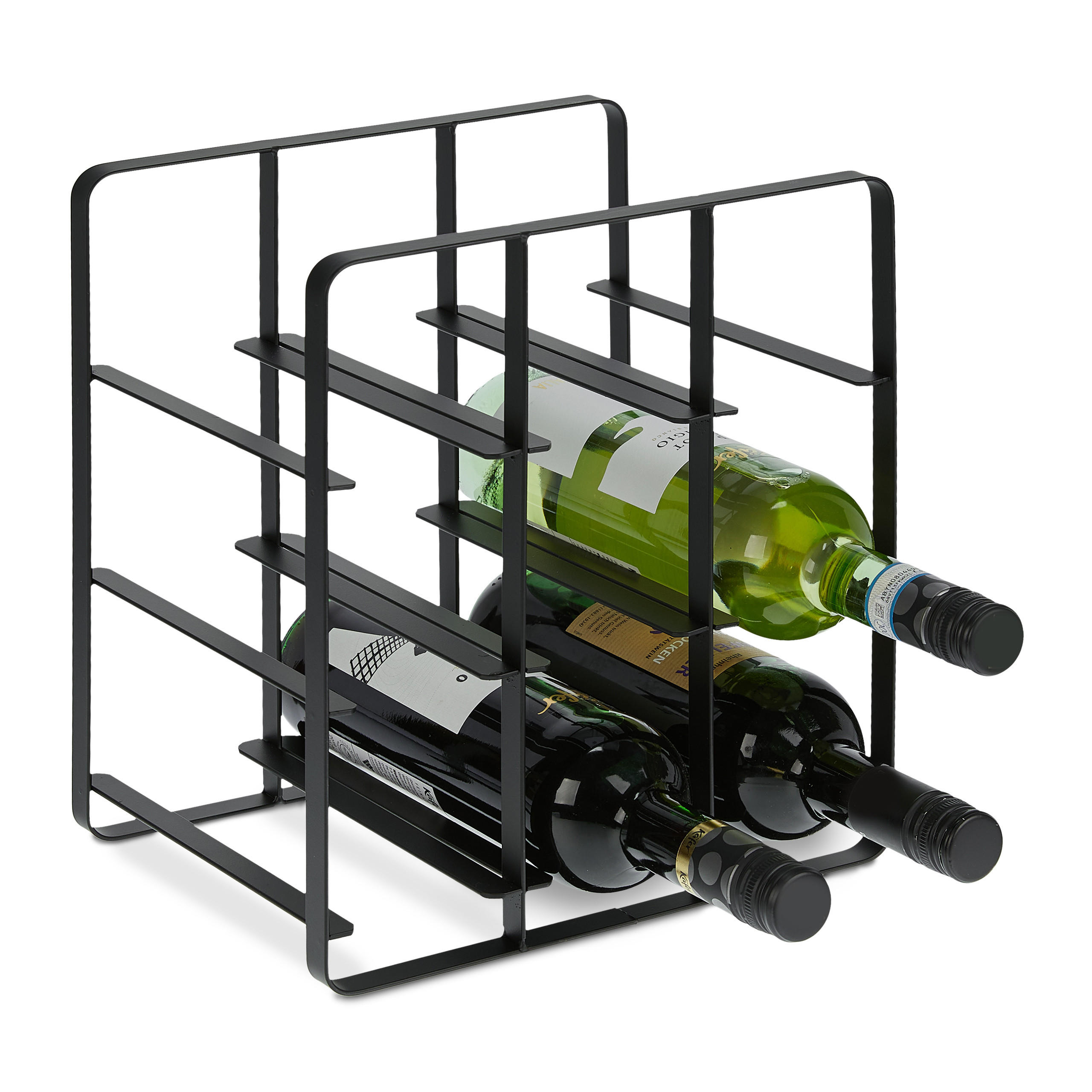 WEINREGAL - Schwarz, Metall (27.5/30.5/20cm) - Relaxdays