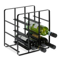 WEINREGAL - Schwarz, Metall (27.5/30.5/20cm) - Relaxdays