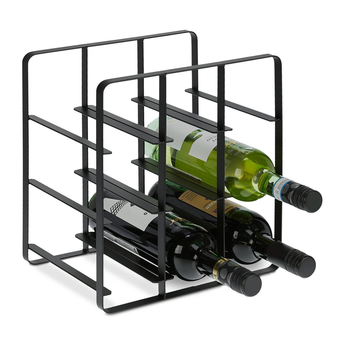 WEINREGAL - Schwarz, Metall (27.5/30.5/20cm) - Relaxdays