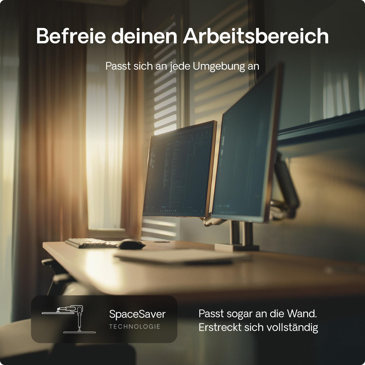 MONITORHALTERUNG, Schwarz, Tischhalterung für 2 Monitore 17"-32", VESA 75x75mm, VESA 100x100mm - Weiß, Kunststoff/Metall (95/12.4/62.3cm) - Desktronic
