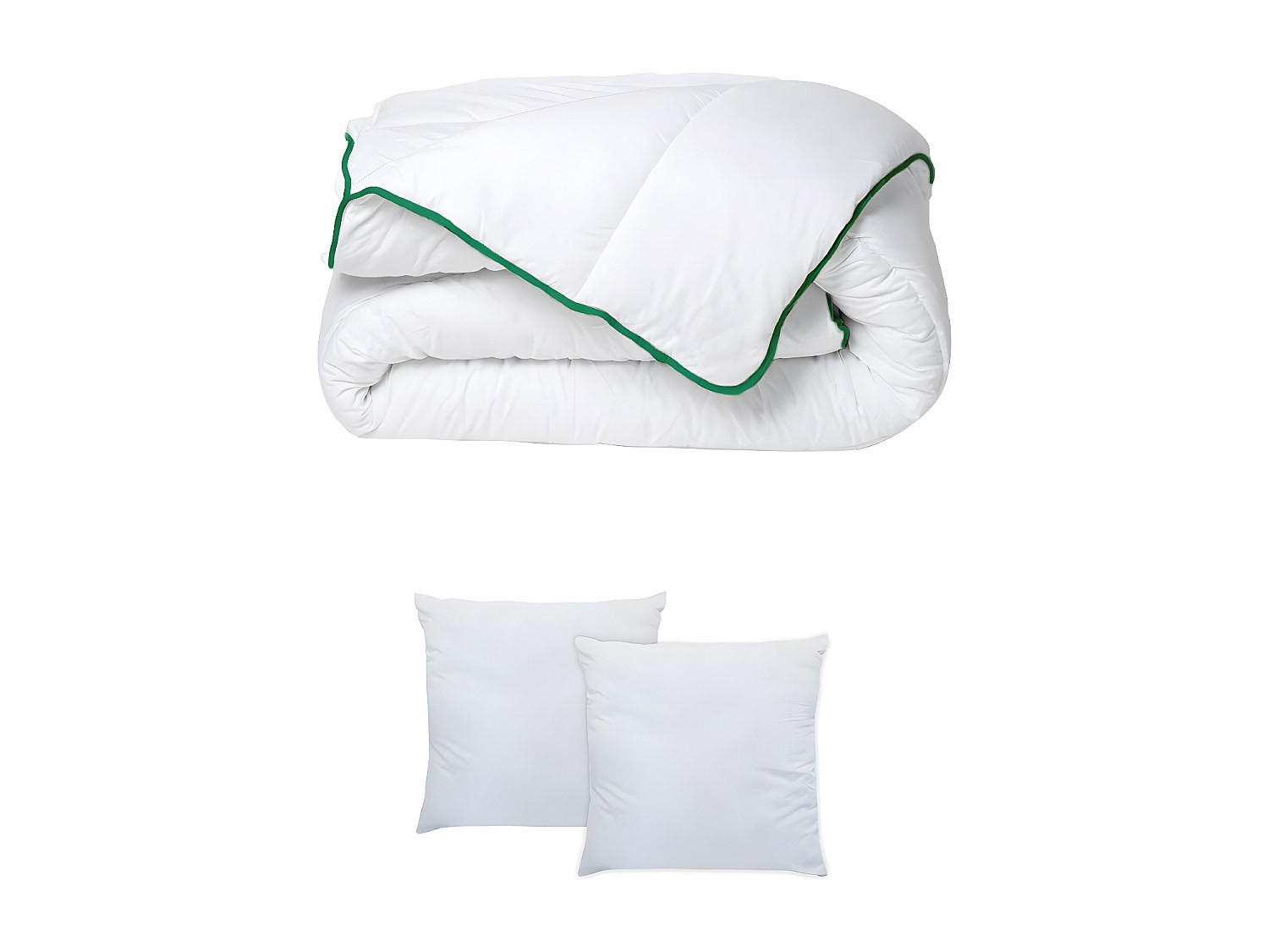 WÄRMEREGULIERENDE Bettdecke im Set - 220 x 240 cm + 2 Kopfkissen 60 x 60 cm - Natürliche Antimilbenbehandlung Greencare - AZYLIA II - Grün, Textil (240/220cm) - Vente-Unique