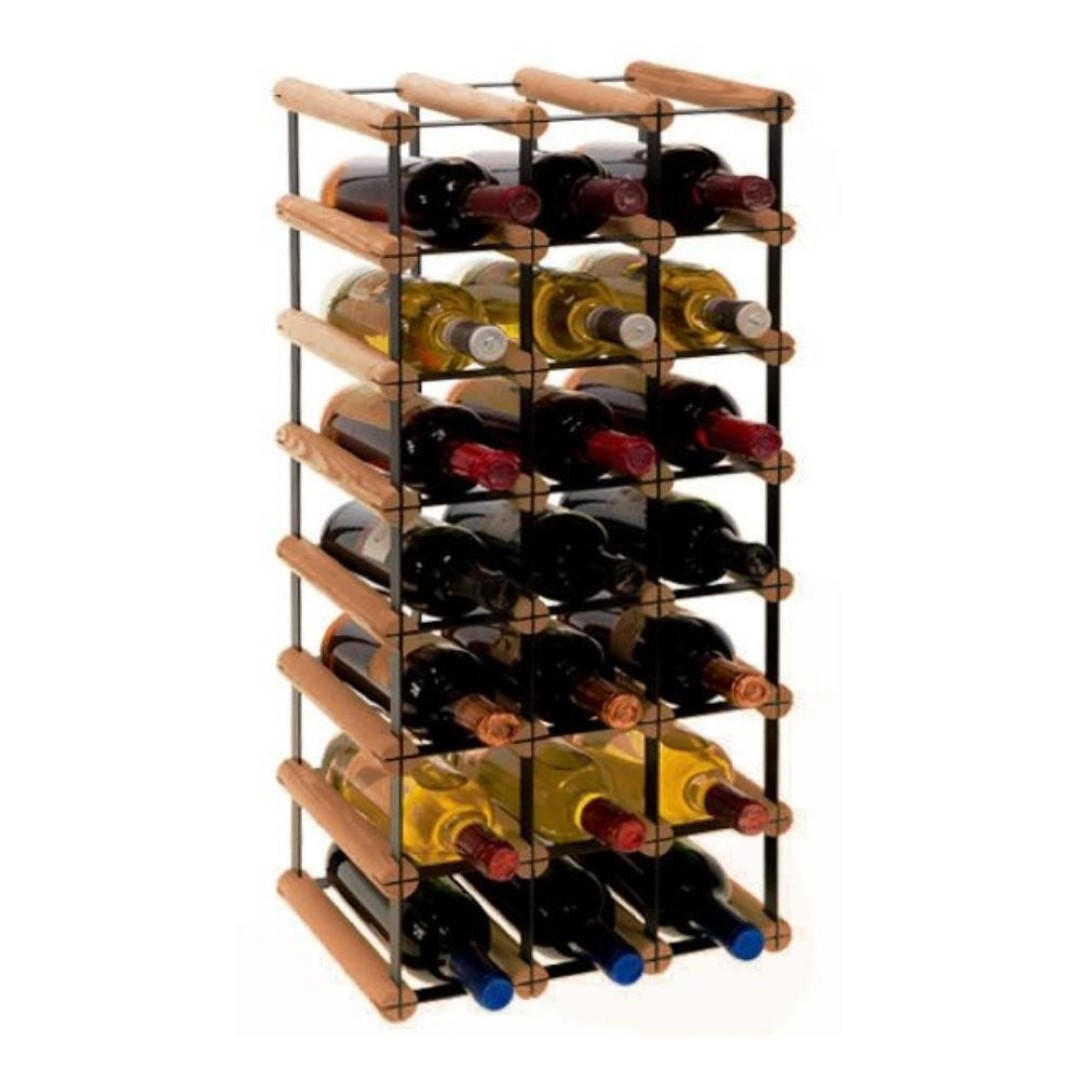 WEINREGAL Vinotega Mod Metal 72,5x32,5x24,5 cm 3x7 Flaschen Massives Kiefernholz Braun Geölt - Braun, Holz (32.5/72.5/24.5cm) - PROREGAL