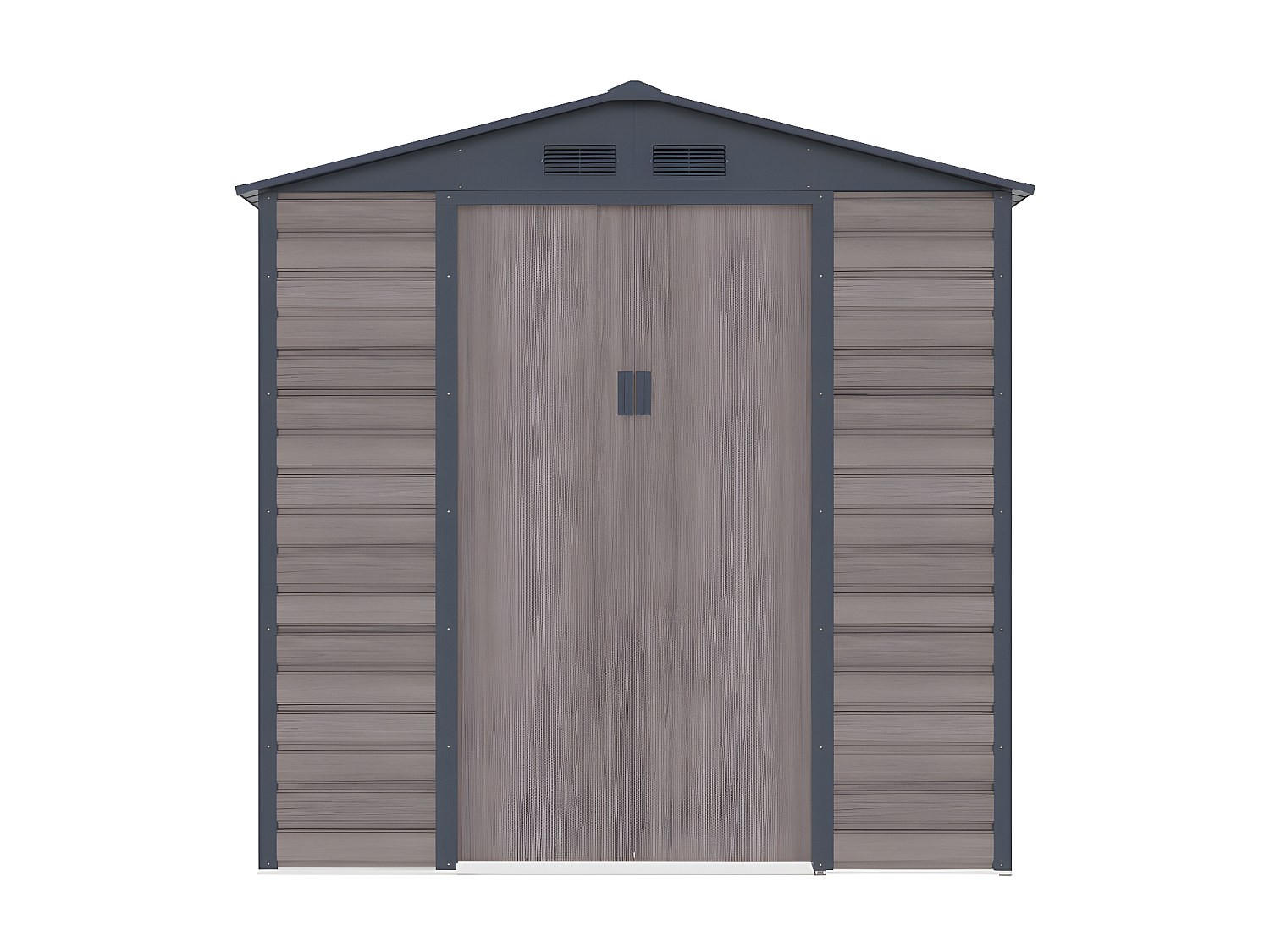 SCHREBERGARTENHAUS - 203 cm x 181 cm - metall - anthrazitgrau, naturfarben dunkel Adelmo - Grau, Metall (203/213/181cm) - Vente-Unique