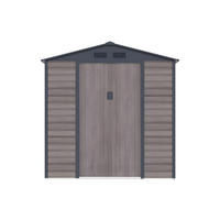 SCHREBERGARTENHAUS - 203 cm x 181 cm - metall - anthrazitgrau, naturfarben dunkel Adelmo - Grau, Metall (203/213/181cm) - Vente-Unique