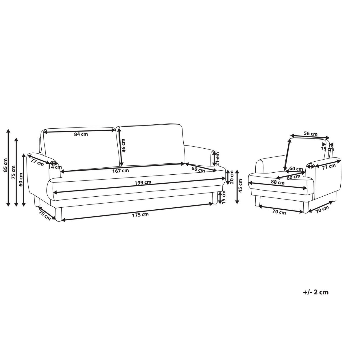 4-SITZER-SOFA Set Stoff taupe Tuve - Hellbraun/Beige, Textil (90/90/288cm) - Beliani