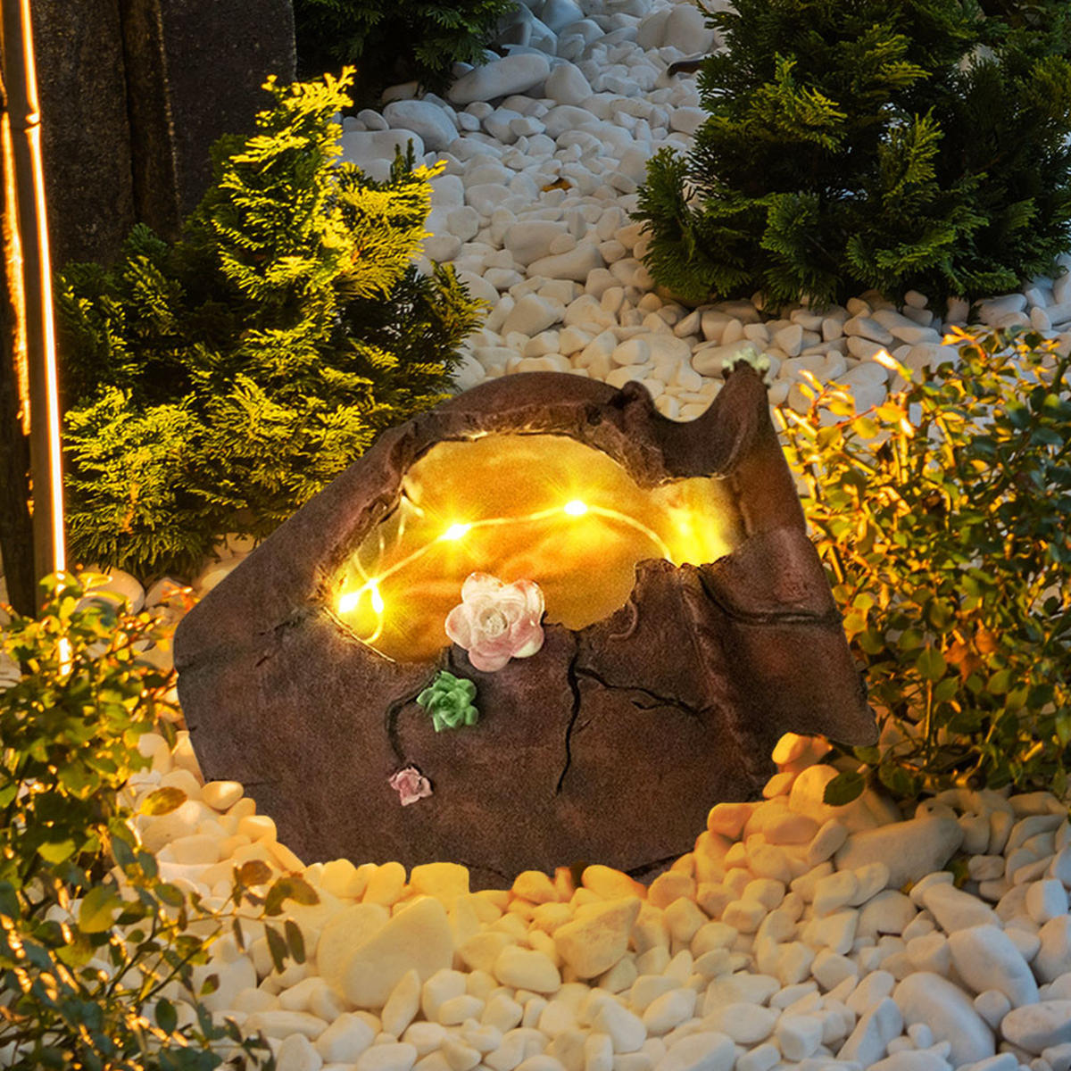 LED AUSSENLEUCHTE Blumentopf Braun - Braun, Kunststoff (27/20.3/20cm) - Globo Lighting