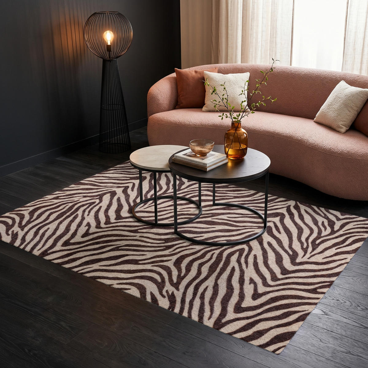 KOBERCE - Zebra - Pruhy - hnedá - 200x140 cm - čierna, textil/plast (200/0.4cm) - OnlyWow