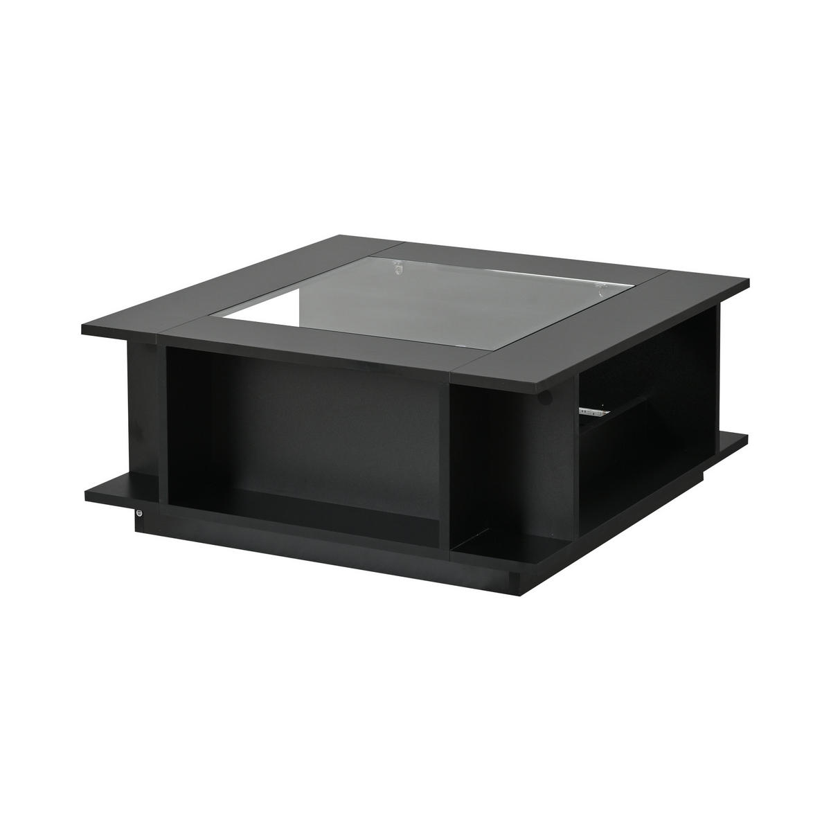 COUCHTISCH in Schwarz mit Glasplatte und LED-Beleuchtung für Wohnzimmer, B70/T70/H30 cm - Schwarz, Glas/Holzwerkstoff (70/70/30cm) - STILVORA