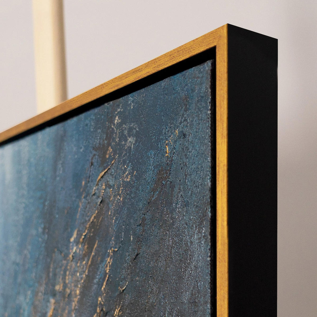 GEMÄLDE Feuersturm Schattenfugenrahmen Schwarz-Gold 70x50 cm - Schwarz Hochglanz, Holz (70/50cm) - YS-art gallery