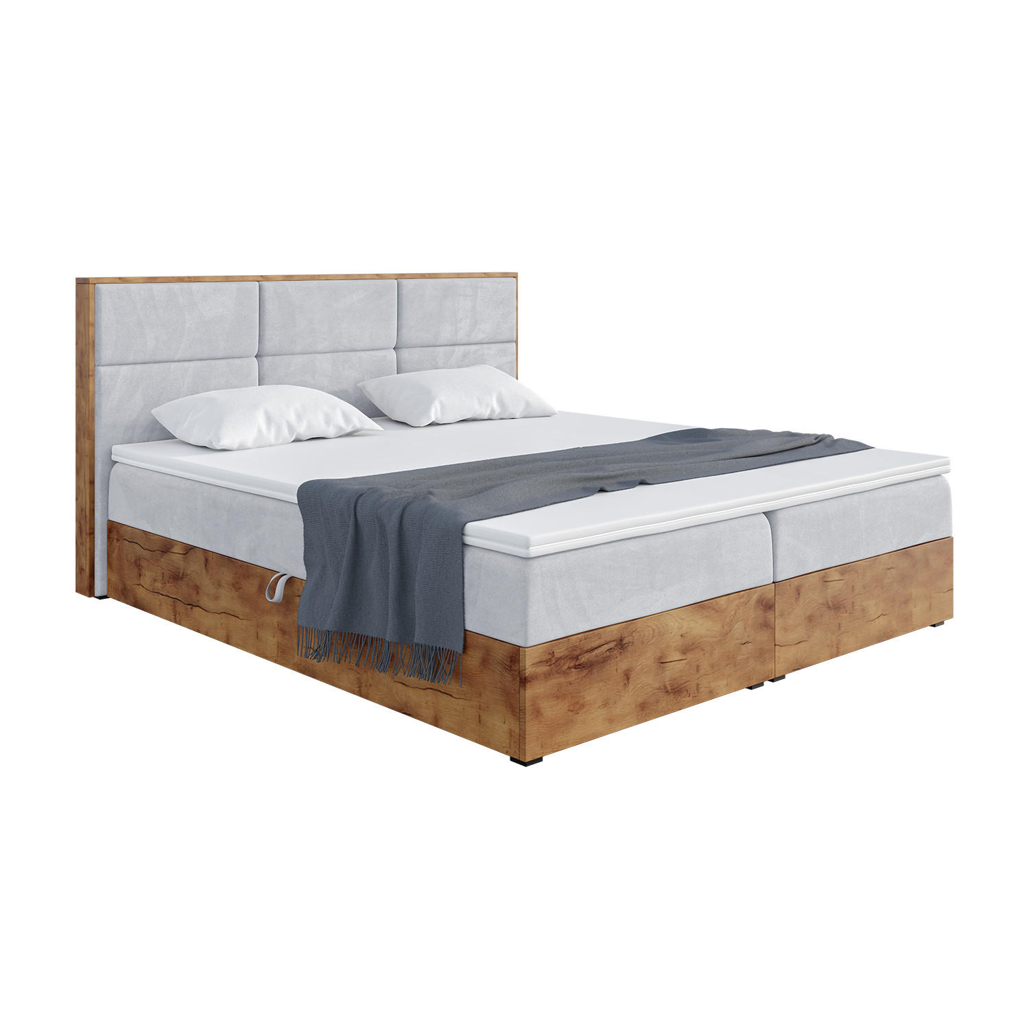 BOXBETT Lofty 2 - Hellgrau/Schwarz, Holzwerkstoff/Textil (120/200cm) - Meblini