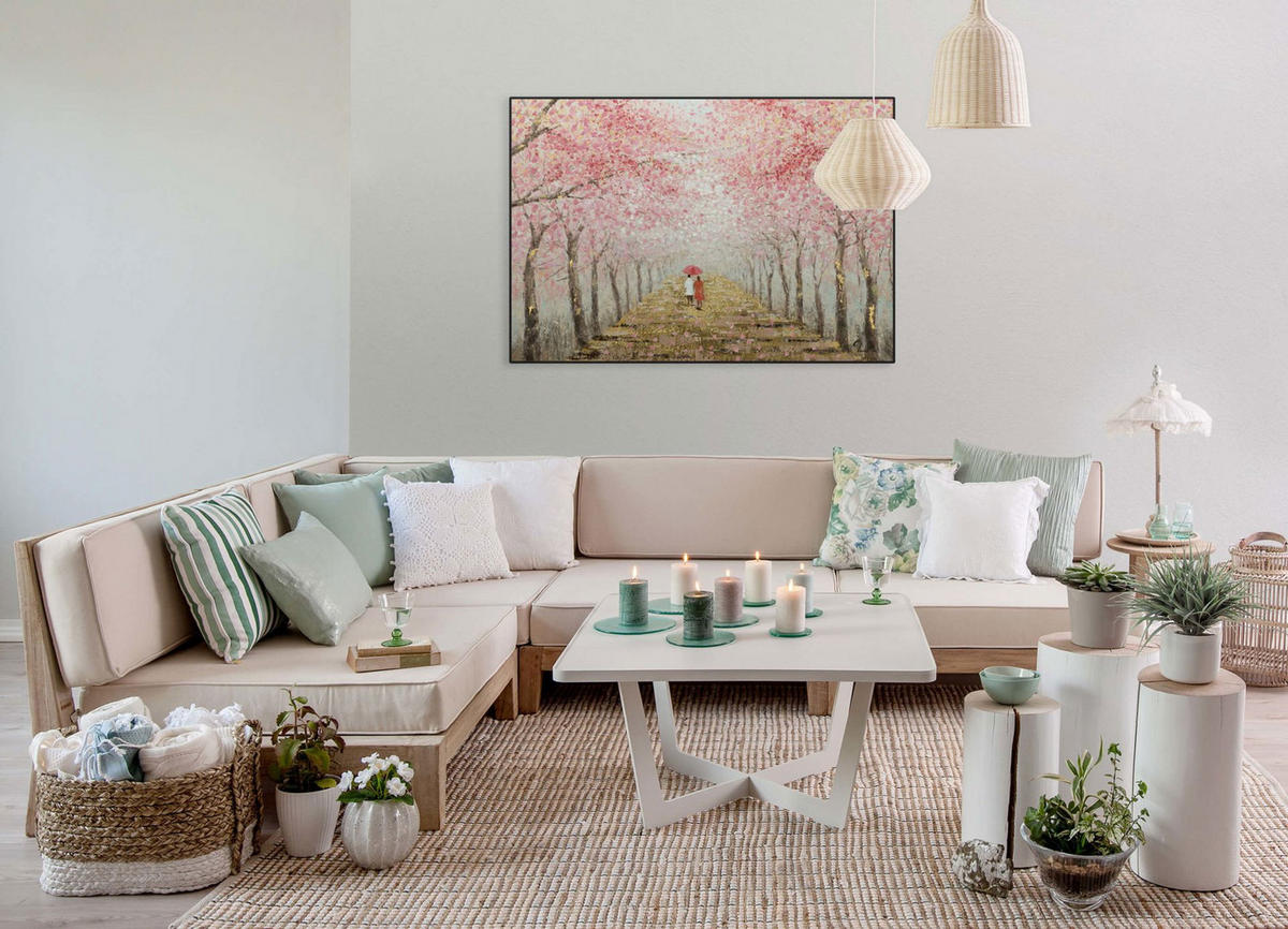 ÖLGEMÄLDE 100/70 cm - Pink/Braun, Holz/Textil (1.9/70cm) - KUNSTLOFT