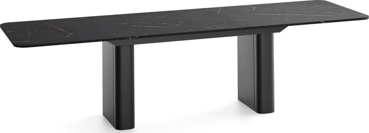 ESSTISCH Riven rechteckig ausziehbar verlängerbar mit Butterfly-Auszug, Schwarz Marmor Kupfer 180-276/90/76 cm - Schwarz/Braun, Holzwerkstoff/Metall (90/276/76cm) - WFL GROUP