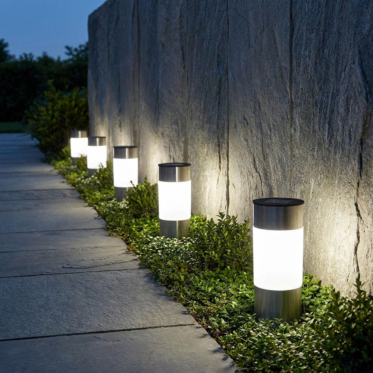 LED AUSSENLEUCHTE Edelstahl Silber - Silberfarben, Metall (6.3/6.3/23.5cm) - Globo Lighting