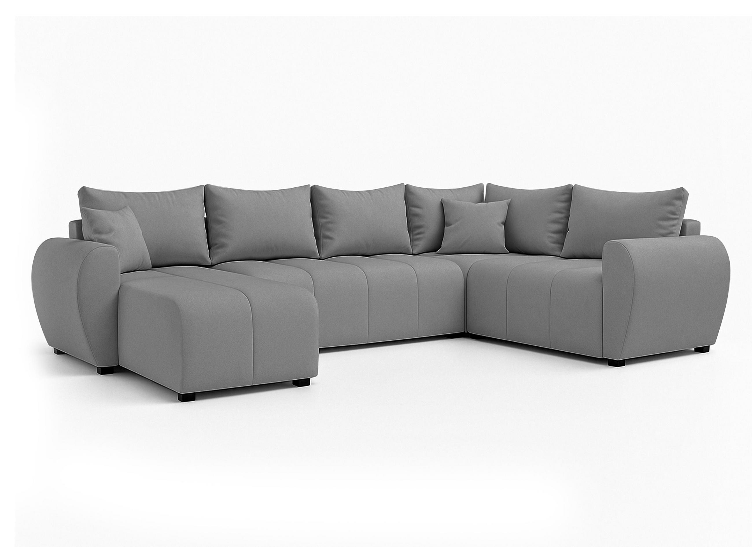 WOHNLANDSCHAFT Malatya U Form MAX Hellgrau 311/145/82 cm mit Schlaffunktion - Hellgrau/Schwarz, Kunststoff/Textil (208/82/303cm) - AX Living