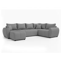 WOHNLANDSCHAFT Malatya U Form MAX Hellgrau 311/145/82 cm mit Schlaffunktion - Hellgrau/Schwarz, Kunststoff/Textil (208/82/303cm) - AX Living