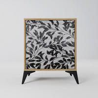 SIDEBOARD CHARCOAL SPROUT, Eichefarben, 57,5x42x70,5 cm, Schwarze Metall-Sternfüße - Eichefarben/Multicolor, Holzwerkstoff/Metall (57.5/70.5/42cm) - SpaceRebels