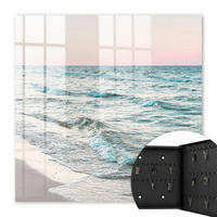 SCHLÜSSELBOX Schwarz 30x30 cm- Türöffnung nach rechts - Meereswellen - Blau, Metall (30/30/5cm) - TULUP