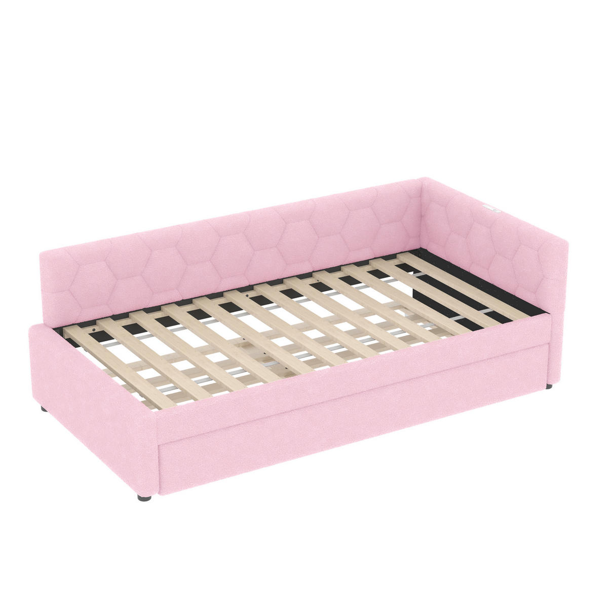 TAGESBETT 90/200 cm Rosa mit Ausziehbett, USB und Typ-C - Rosa, Textil (90/200cm) - MIVRAY