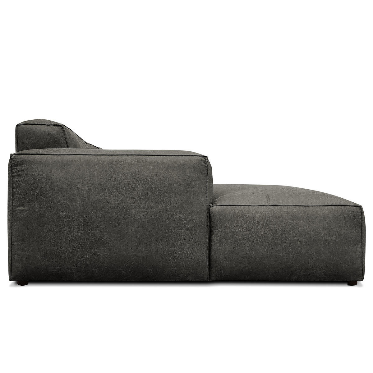 ECKSOFA mit Longchair - Dunkelgrau/Schwarz, Kunststoff (345/170cm) - home24