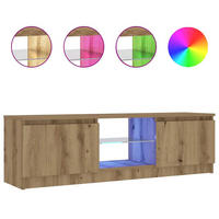 TV-SCHRANK Mit Led-Leuchten Artisan-Eiche 120/30/36 Cm - Alteiche, Holzwerkstoff (30/36/120cm) - vidaXL