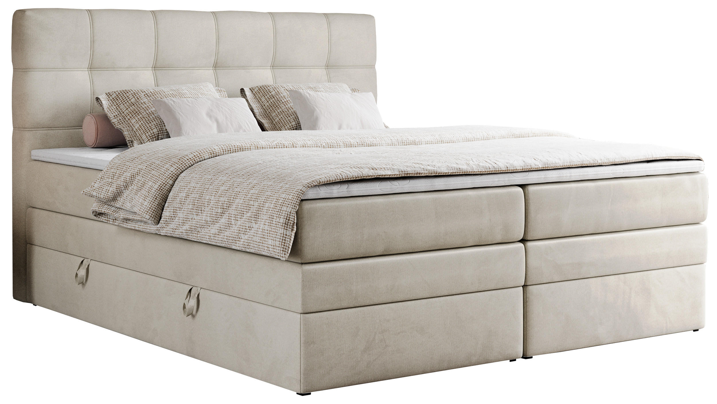 BOXSPRINGBETT ERNI KING 160/200 Beige Velvet - H3 - Beige, Holz/Textil (160/200cm) - MKS