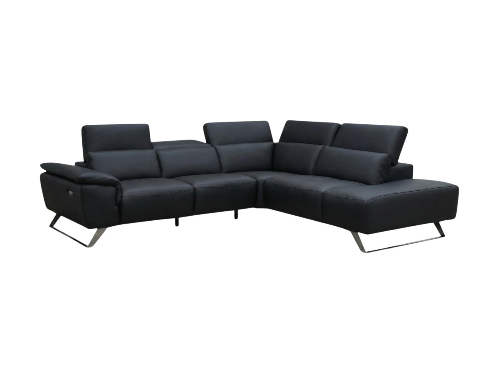 ECKSOFA Predator Echtleder Schwarz - Schwarz, Leder/Metall (270/230cm)