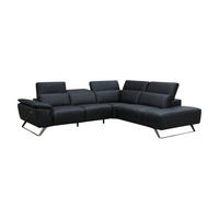 ECKSOFA Predator Echtleder Schwarz - Schwarz, Leder/Metall (270/230cm)