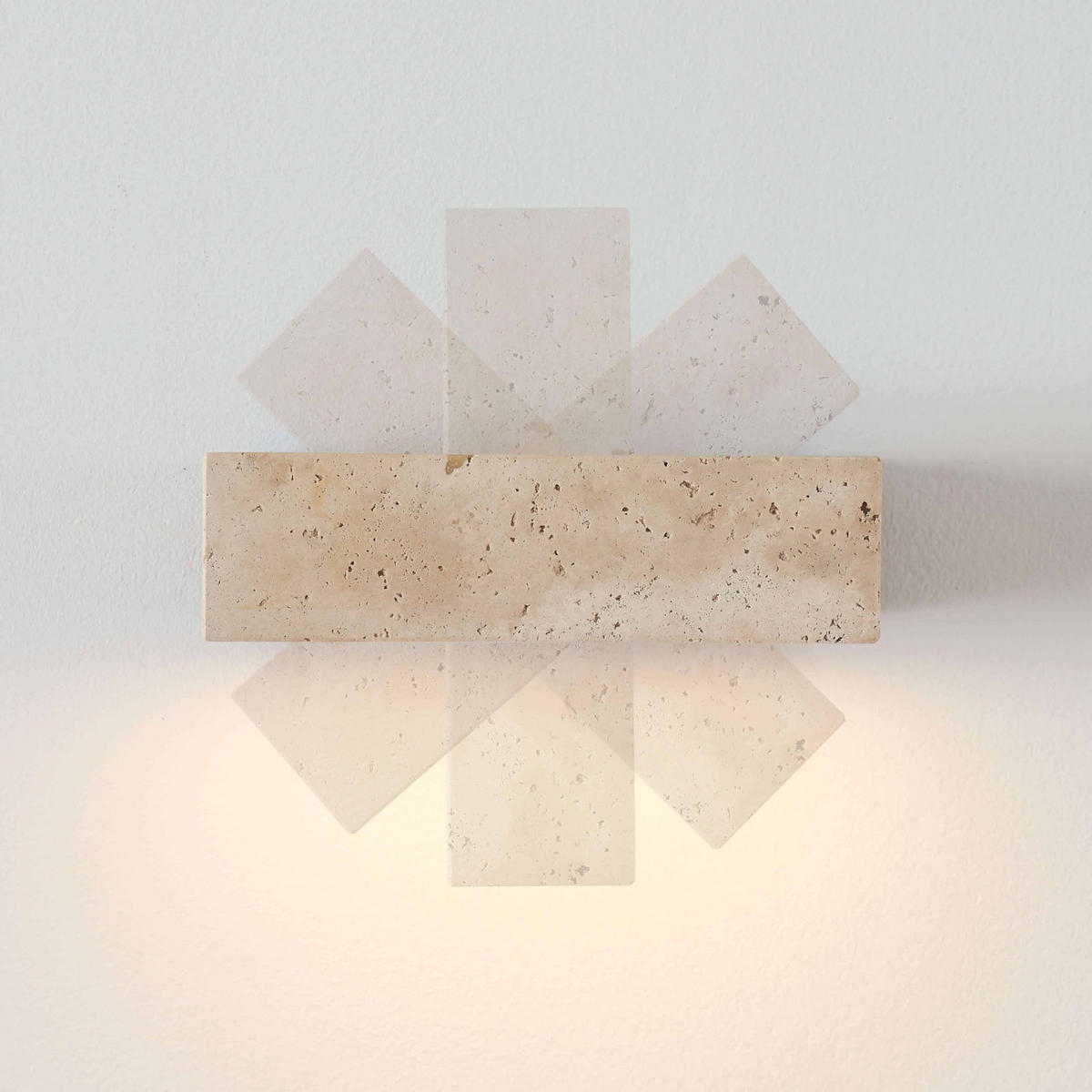 WANDLEUCHTE Varelli, Beige, Weiß und Holz, 20cm - Beige, Stein (20/4.5/20cm) - KOSILUM