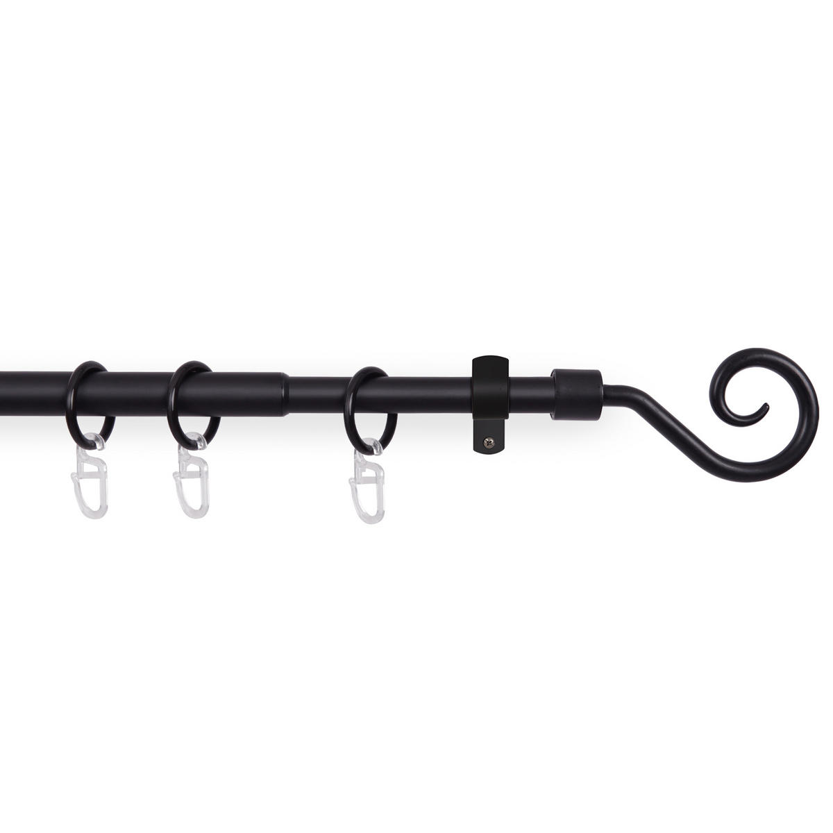 GARDINENSTANGENSET 120-220cm Schwarz Roma - Schwarz, Metall (120cm)