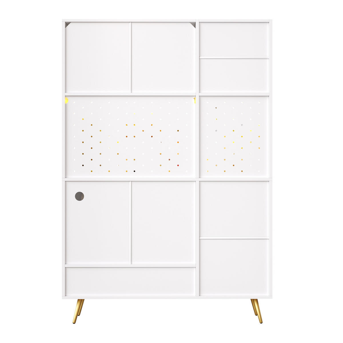 GESCHIRRSCHRANK aus MDF & Glas 120x40x176cm in Weiß mit LED & Steckdose - Weiß, Holzwerkstoff (120/176/40cm) - Modfu