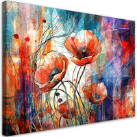 LEINWANDBILD Abstrakte Mohnblumen 60x40cm - Lila, Textil (60/40cm) - Feeby