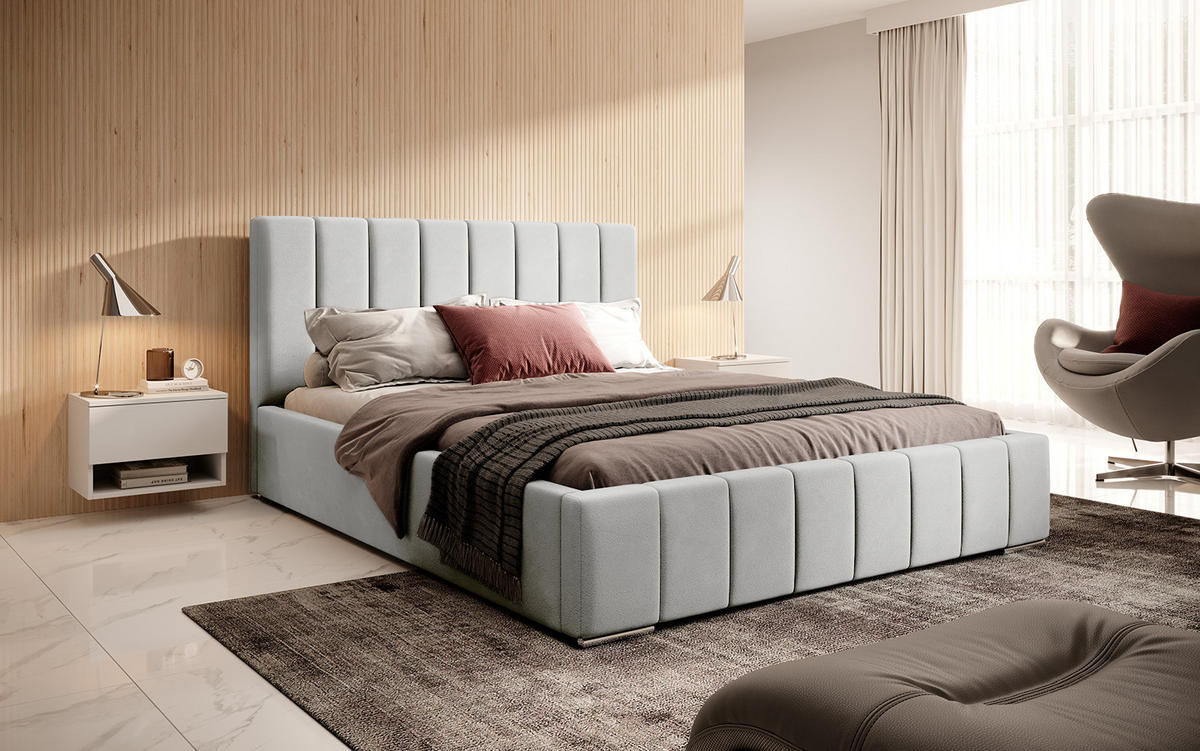 POLSTERBETT ALVORA 140x200 cm, Hellgrau - Hellgrau, Textil (200/140cm) - Fedve