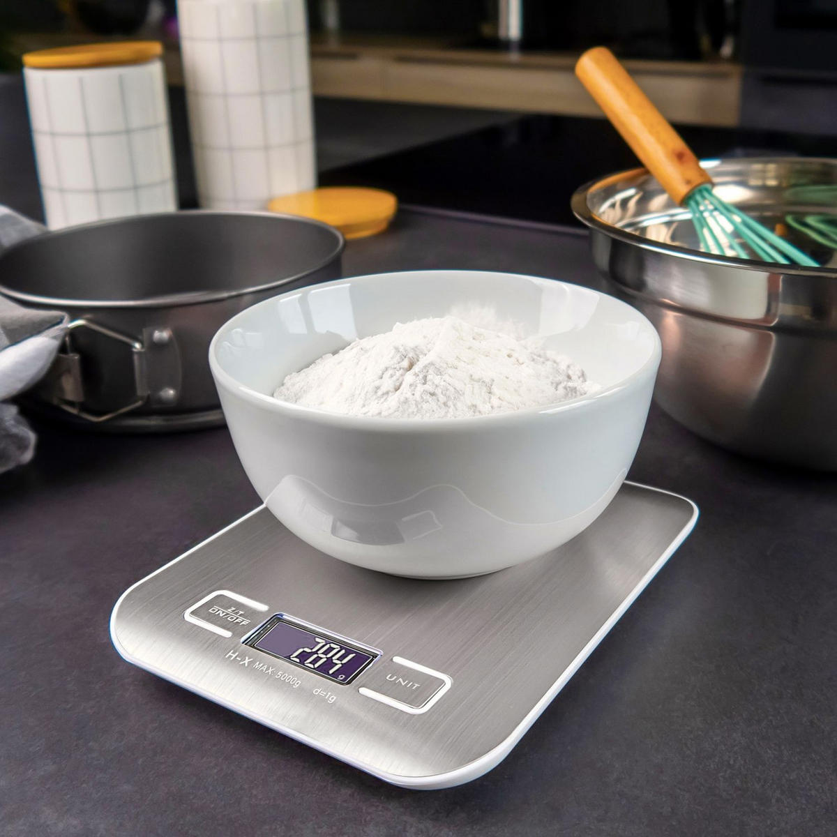 KÜCHENWAAGE mit LCD Display - Silberfarben, Metall (16.5/3/20.5cm) - Intirilife