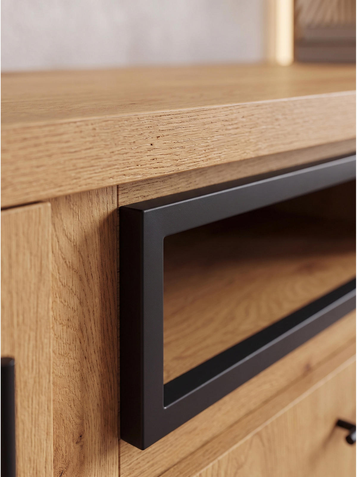 LOWBOARD BASSANO, MDF, in Eichenoptik, mit Ablagen, 150 x 40 x 51,8 cm - Hellbraun/Braun, Eichenholz/Holzwerkstoff (150/51.8/40cm) - KADIMA DESIGN