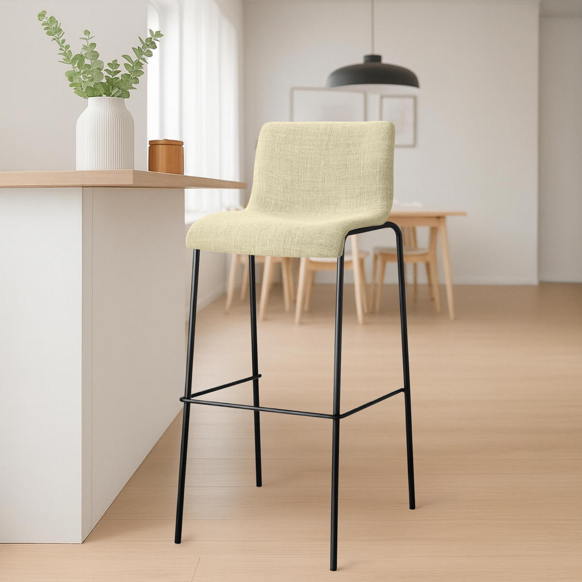 BARHOCKER Stoff Creme - Creme/Schwarz, Textil/Metall (43/100/48cm) - CLP