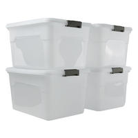 AUFBEWAHRUNGSBOX mit Deckel 30L im 4er Set Klein transparent stapelbar - Transparent, Kunststoff (46/26/33cm) - PROREGAL