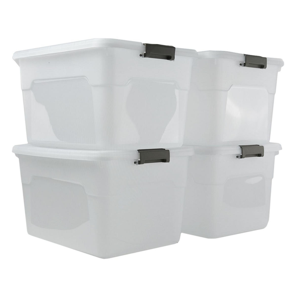 AUFBEWAHRUNGSBOX mit Deckel 30L im 4er Set Klein transparent stapelbar - Transparent, Kunststoff (46/26/33cm) - PROREGAL