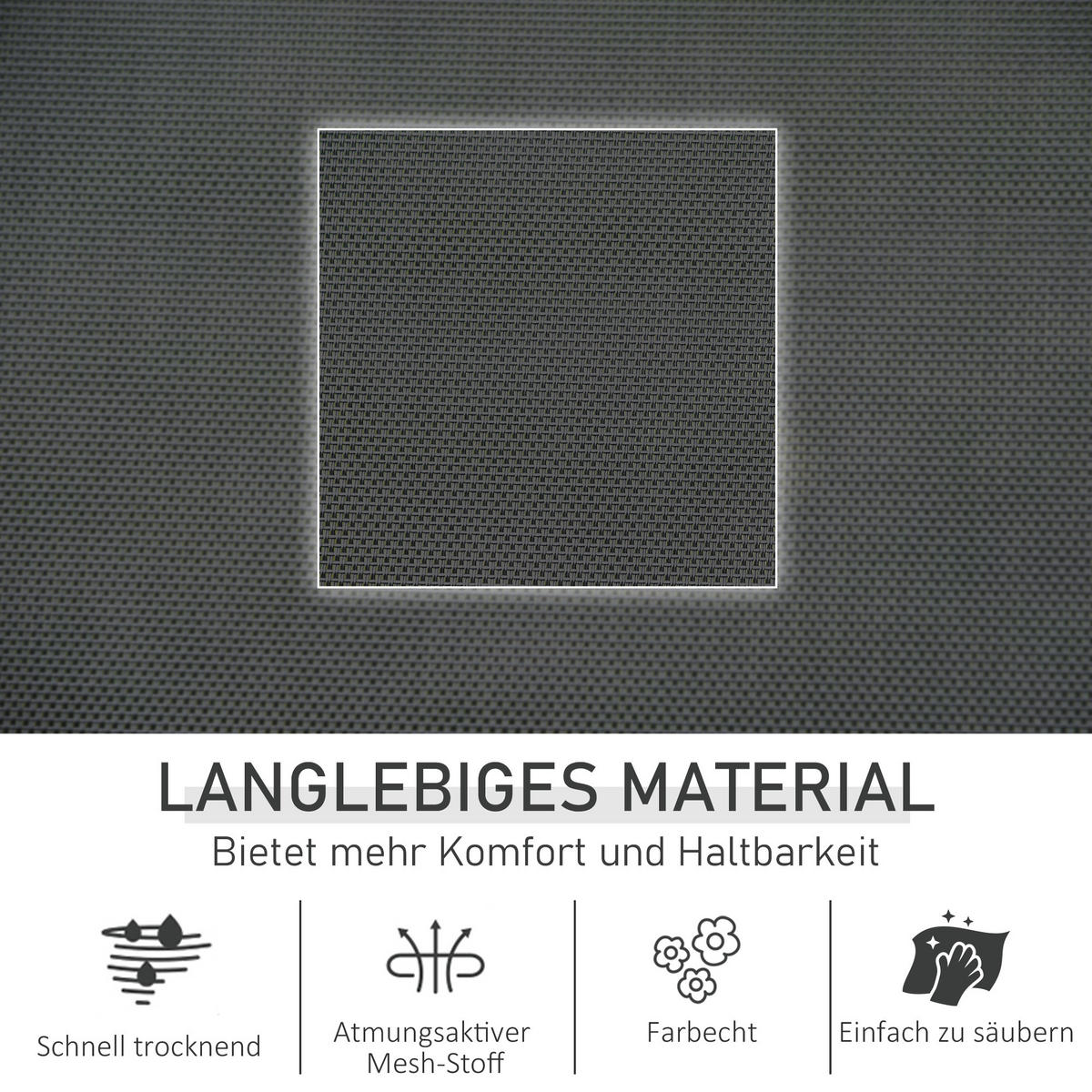 SCHAUKELSTUHL, Metall, Mesh, Schwarz+Hellgrau, 150 x 62 x 88 cm - Schwarz, Metall (62/88/150cm) - Outsunny