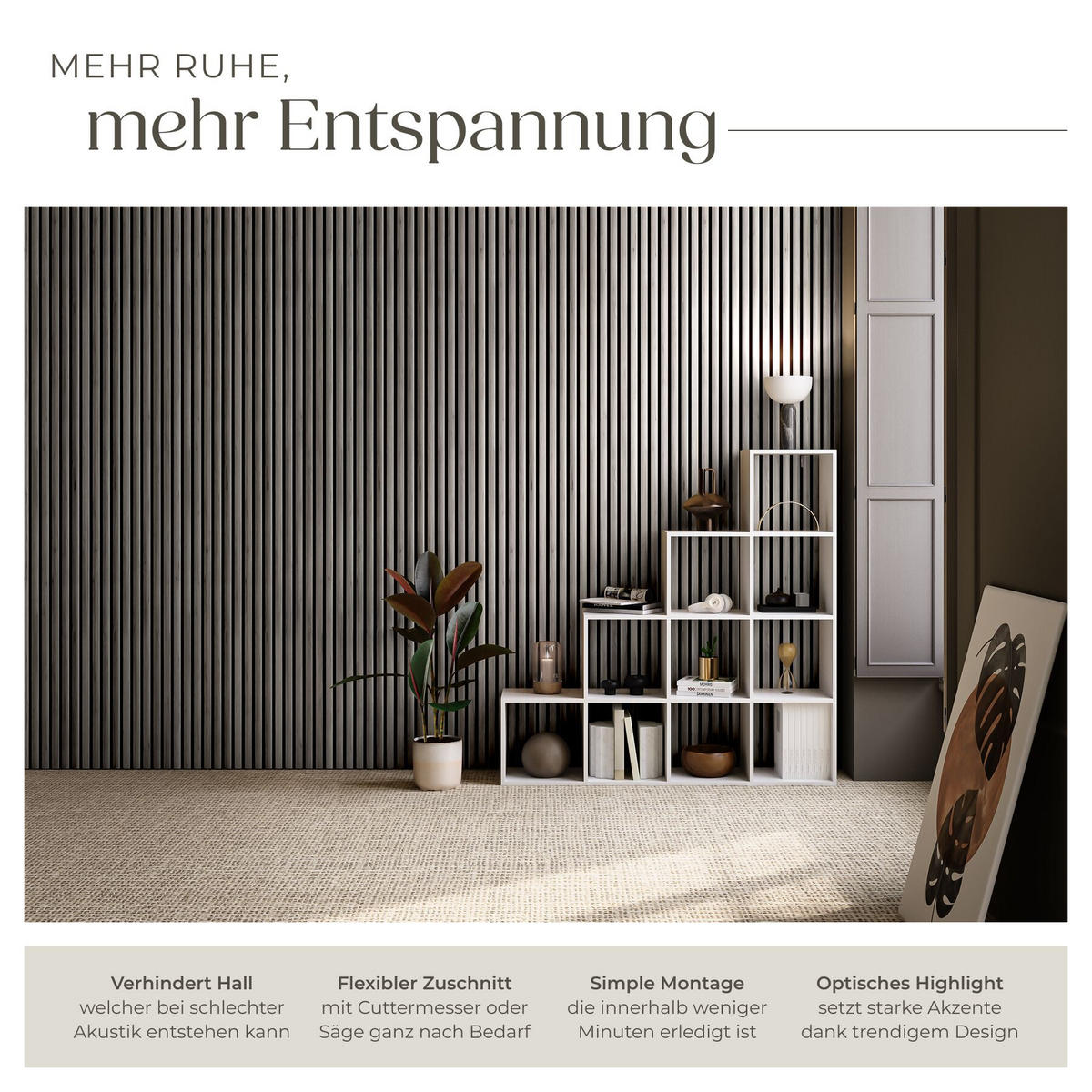 AKUSTIKPANEELE 2er Set Sonic Wall,je 60 x 120 x 2,1 cm, Größe flexibel anpassbar,Eiche hellgrau - Eichefarben/Hellgrau, Holz (60/120/120cm) - tectake