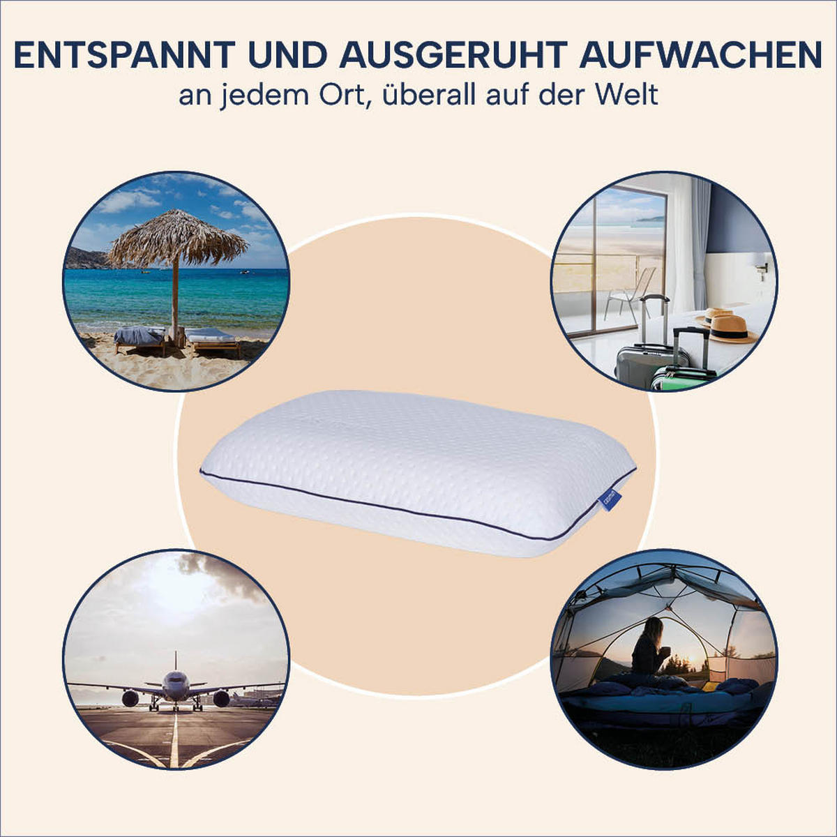 REISEKISSEN SUPER TRAVEL, 40x25x10, Rücken- & Seitenschläfer, cosyPUR® Memory Foam - Weiß, Textil (25/40cm) - casimum