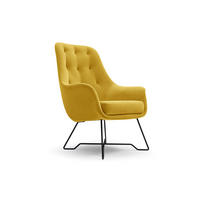 SESSEL SEDUTA, Modern Polstersessel Loungesessel, Velours-Stoff Gelb - Gelb, Holz/Metall (72.5/101.5/83cm) - MASSENO