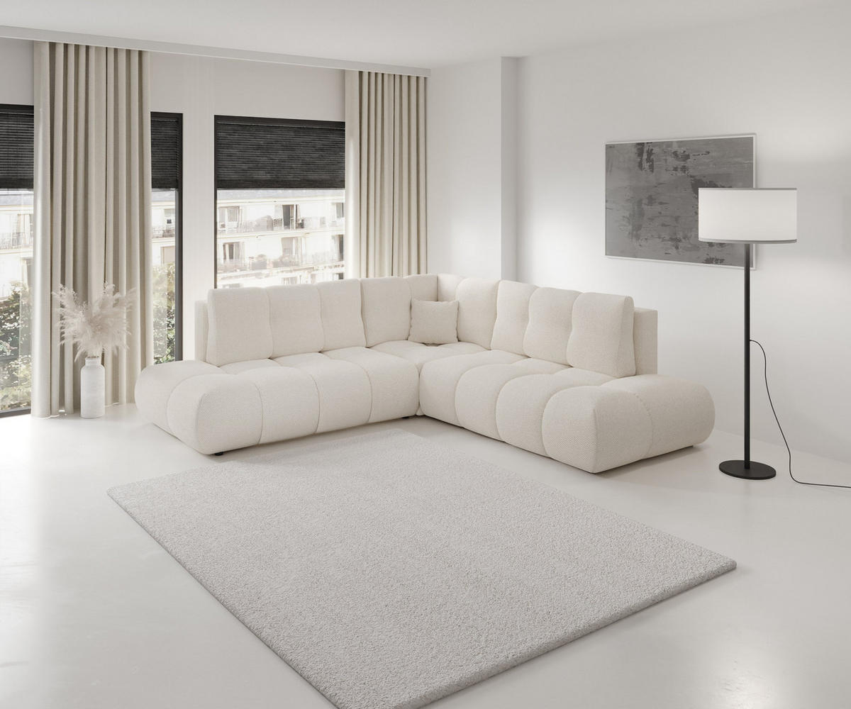 ECKSOFA DUCA II L-S Beige Jersey mit Schlaffunktion - Beige, Holz (266.5/266.5cm) - MASSENO