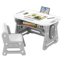 KINDERTISCH-STUHL-SET mit Höhenverstellung grau(2-tlg) - Grau, Kunststoff (80/49/50cm) - COSTWAY