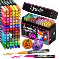 ACRYLSTIFTE Set 90 Farben Wasserfest Pinselspitze - Multicolor, Kunststoff (15/9/21cm)