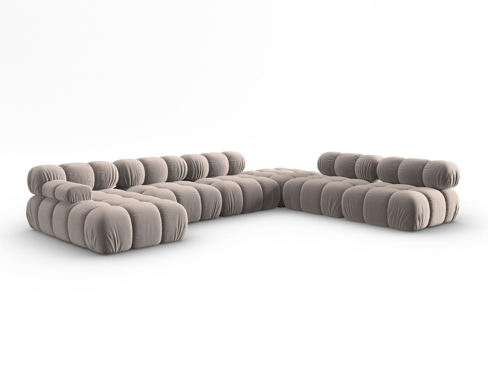 MODULARES-PANORAMASOFA rechts Bellis aus Samt beige 7 Sitzplätze - Beige, Textil (282/63/379cm) - Micadoni