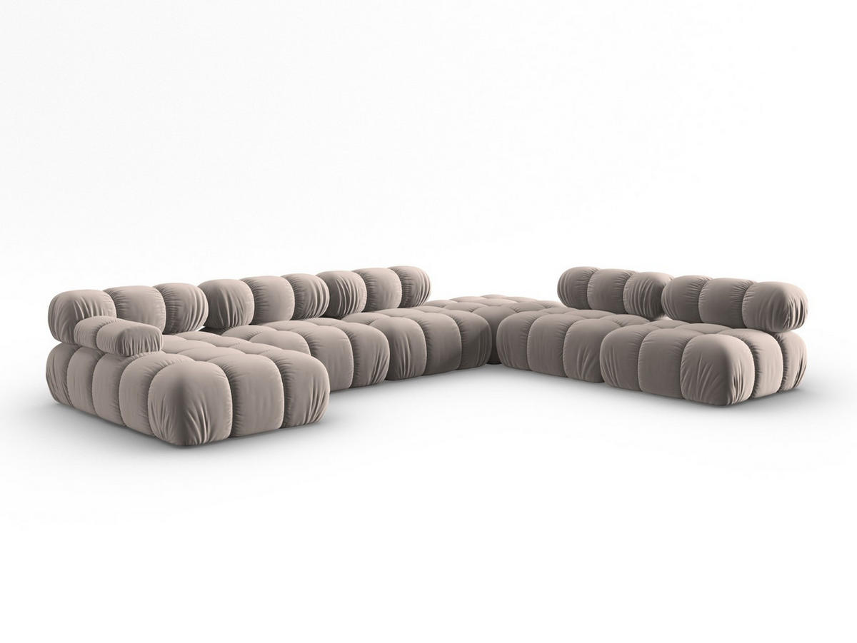 MODULARES-PANORAMASOFA rechts Bellis aus Samt beige 7 Sitzplätze - Beige, Textil (282/63/379cm) - Micadoni