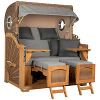 STRANDKORB XXL Düne Grande Teak Banana - Braun/Grau, Metall (142/170/95cm) - Mr. Deko