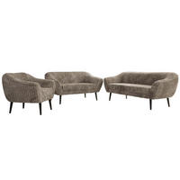 SEDACÍ SOUPRAVA 3+2+1 PIRS - Světle hnědá Manšestr - Černé nohy - černá/světle hnědá, kompozitní dřevo/textil (180/75/74cm) - MKS