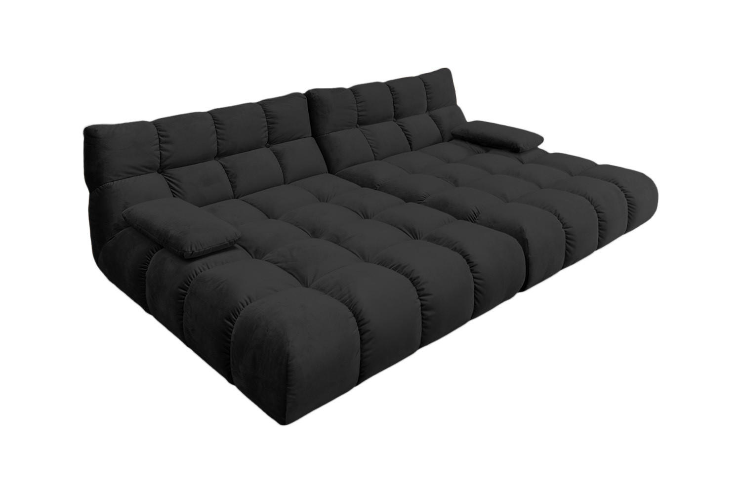 BIG SOFA VIVIEN Schwarz Velvet - Schwarz, Kunststoff/Textil (296/85/178cm) - KAWOLA